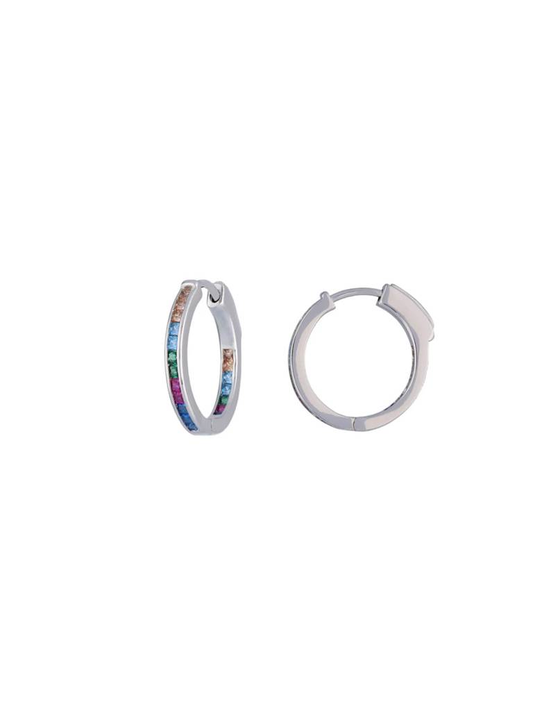 Bejewelled Hues Silver Hoop Earrings : ERHP84-S-NA