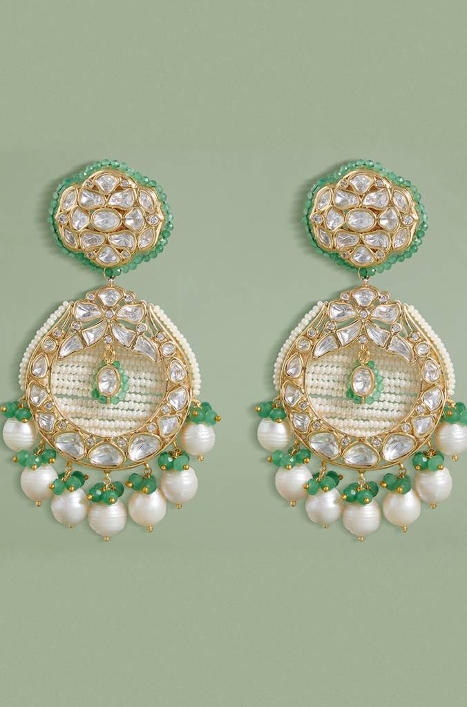 Polki And Pearl Drop Earrings