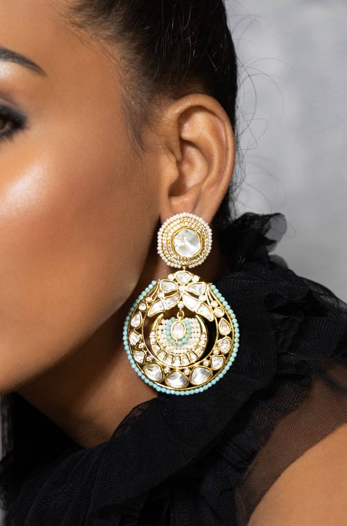 Polki And Pearl Drop Earrings