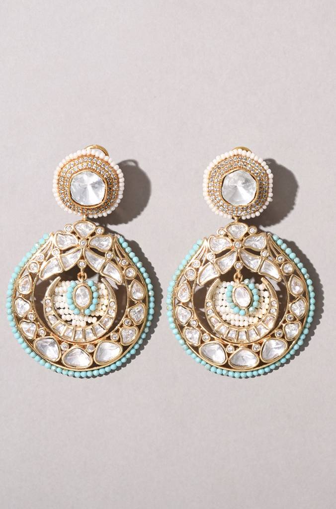 Polki And Pearl Drop Earrings