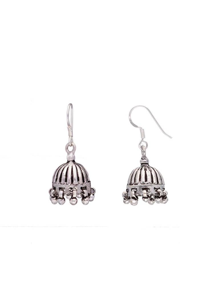 Sterling Silver Vintage Dome Jhumki Earrings : ERJH11-S-NA