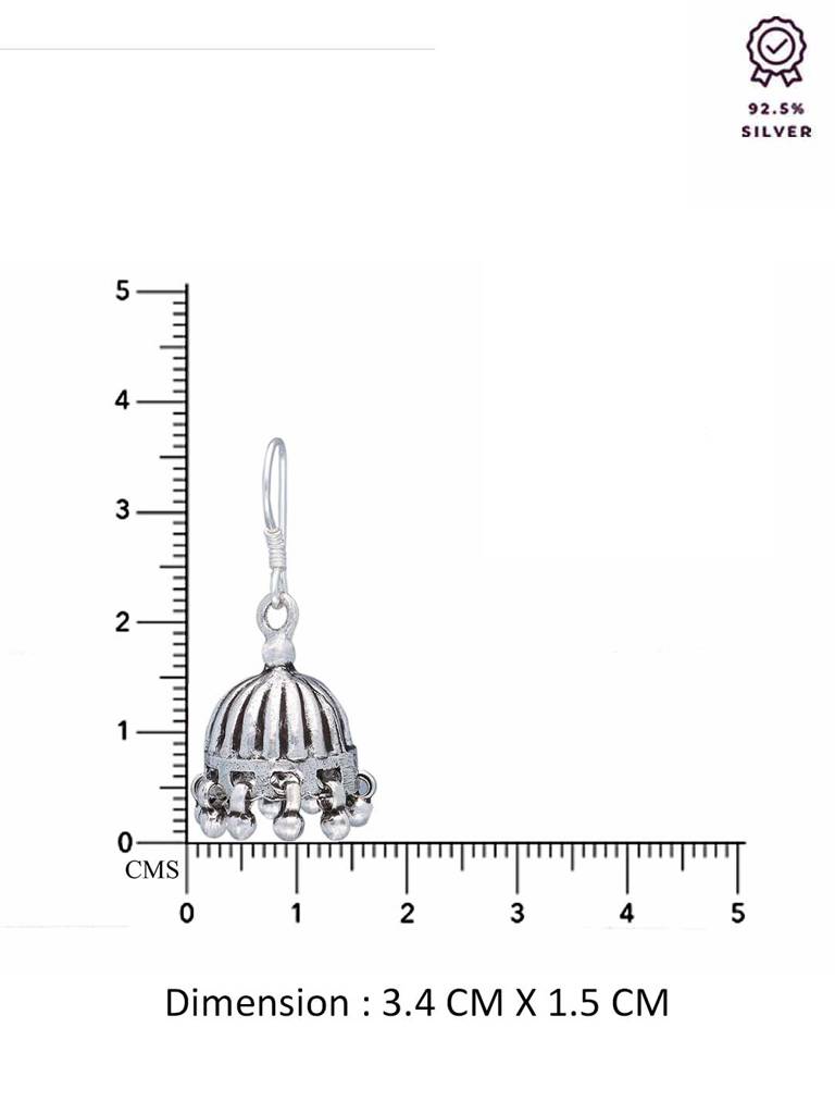 Sterling Silver Vintage Dome Jhumki Earrings : ERJH11-S-NA