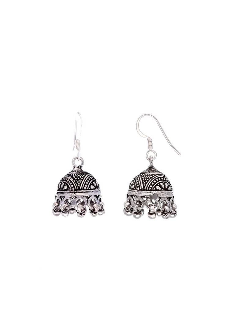 Sterling Silver Aesthetic Dome Jhumki Earrings : ERJH13-S-NA