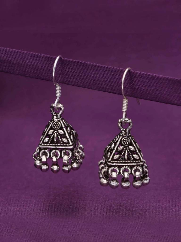 Sterling Silver Trinity Dome Jhumki Earrings : ERJH14-S-NA