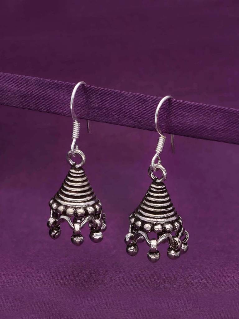 Sterling Silver Spiral Dome Jhumki Earrings : ERJH2-S-NA