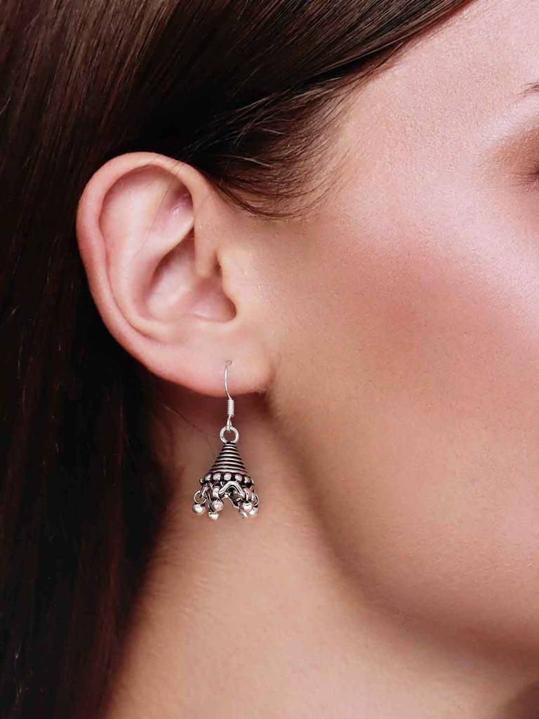 Sterling Silver Spiral Dome Jhumki Earrings : ERJH2-S-NA