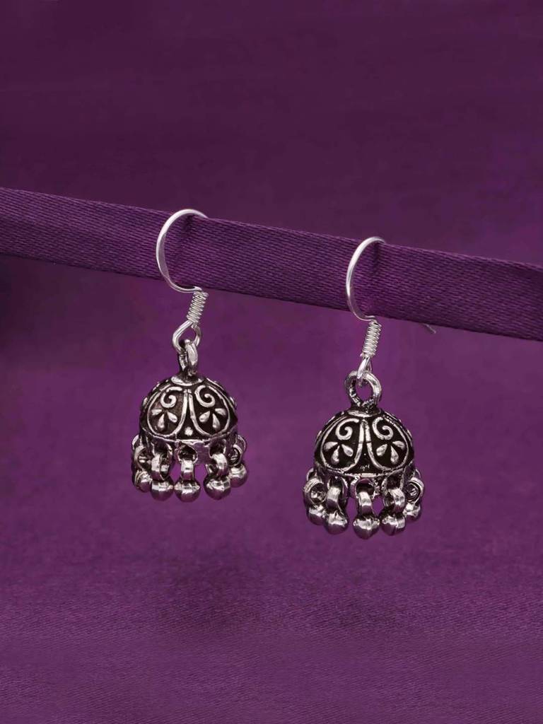 Sterling Silver Royal Dome Jhumki Earrings : ERJH3-S-NA