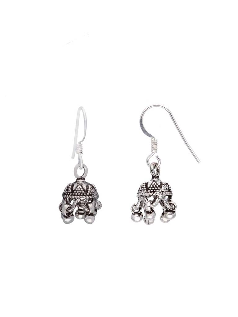 Sterling Silver Ethnic Dome Jhumki Earrings : ERJH6-S-NA
