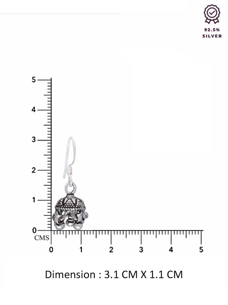 Sterling Silver Ethnic Dome Jhumki Earrings : ERJH6-S-NA