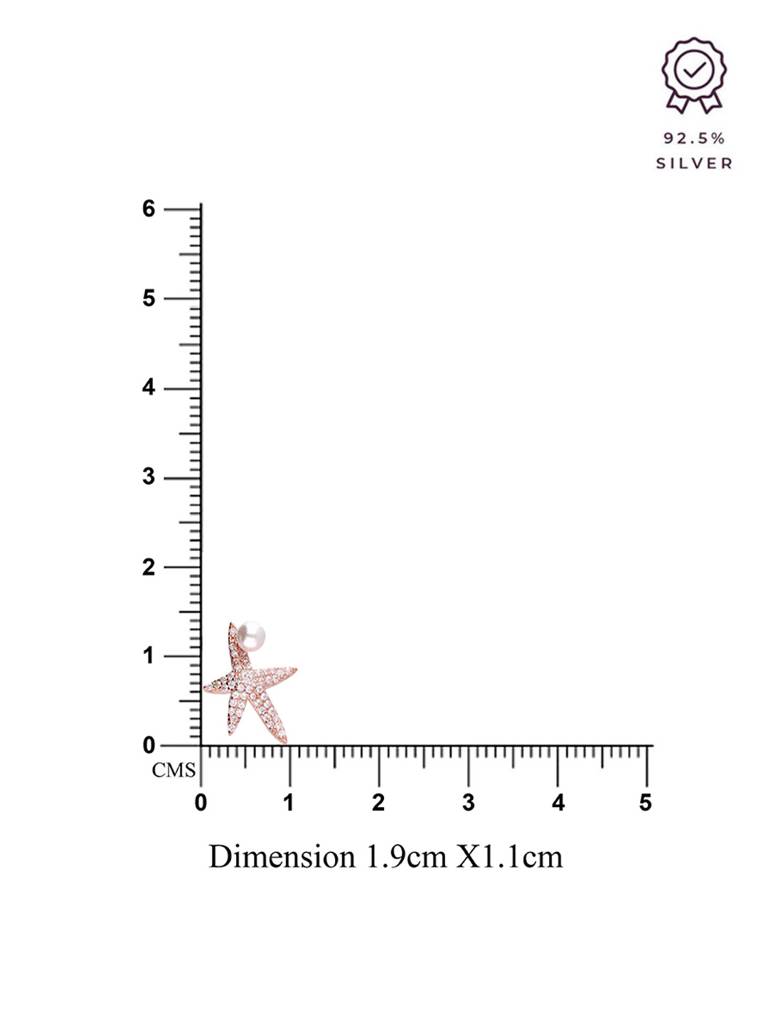 Sterling Silver Rose Gold Shining Starfish Casual Studs Earrings : ERPL104-RG-NA
