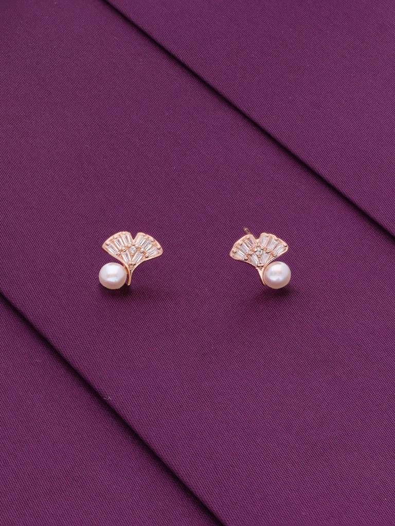 Sterling Silver Rose Gold Pearlescent Petal Gleam Earrings : ERPL111-RG-NA