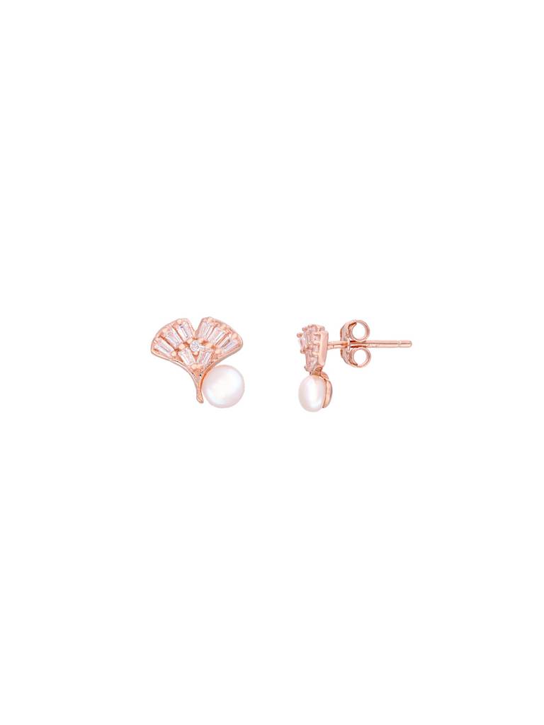 Sterling Silver Rose Gold Pearlescent Petal Gleam Earrings : ERPL111-RG-NA