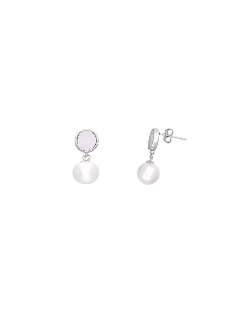 Sterling Silver Classic Pearl Drop Earrings : ERPL113-S-NA