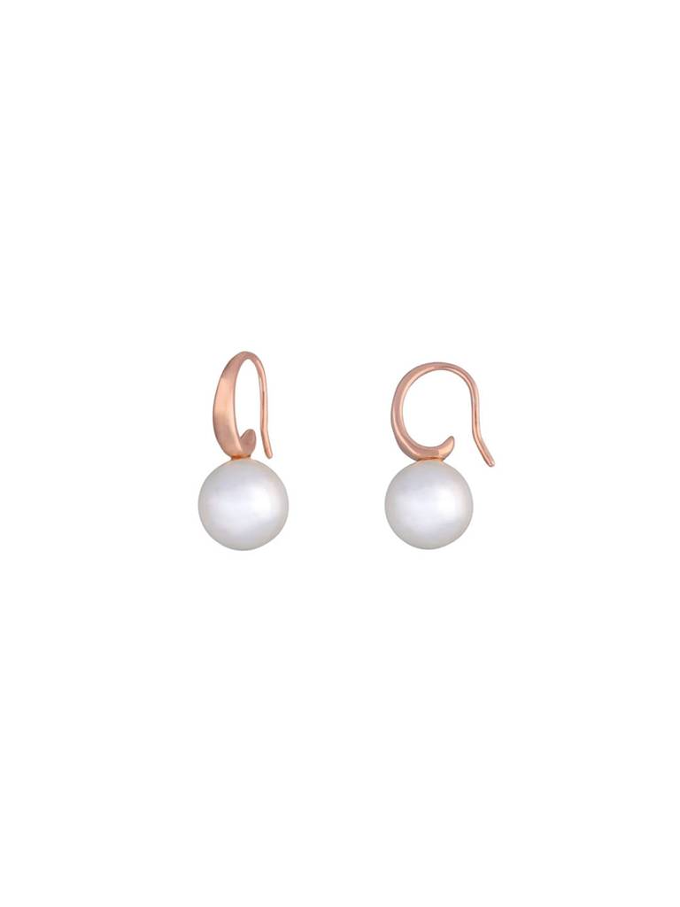 Sterling Silver Rose Gold Trendy Silvered Pearl Earrings : ERPL36-RG-NA