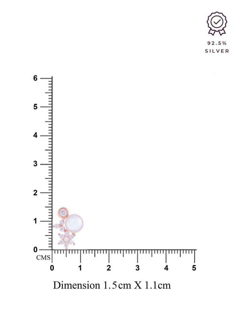 Sterling Silver Rose Gold Floral Studded Pearl Stud Earrings : ERPL59-RG-NA