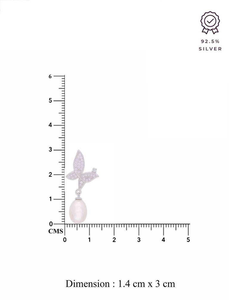 Sterling Silver Brilliant Butterflies Pearl Earrings : ERPL66-S-NA