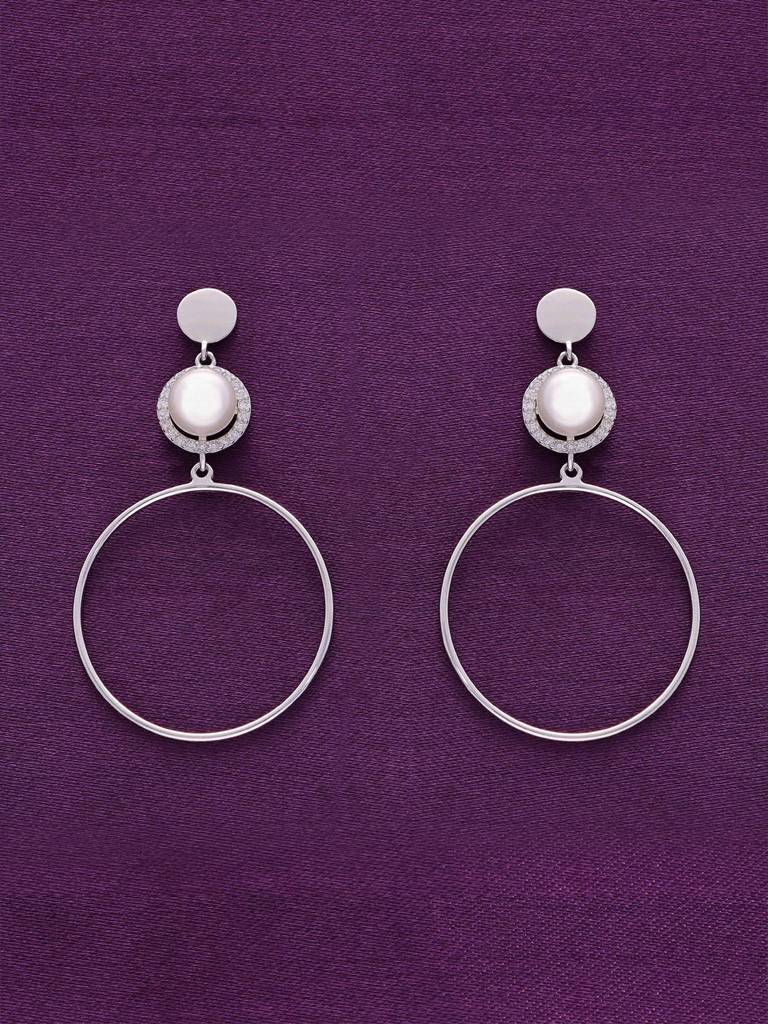Sterling Silver Pretty Pearly Hoops Earrings : ERPL72-S-NA