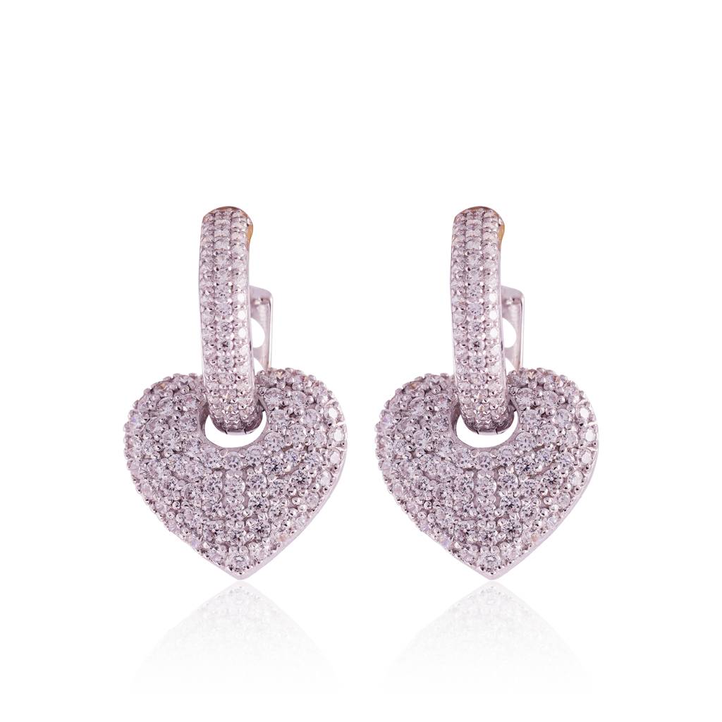 Heart Drop Earrings : ERS-079-W