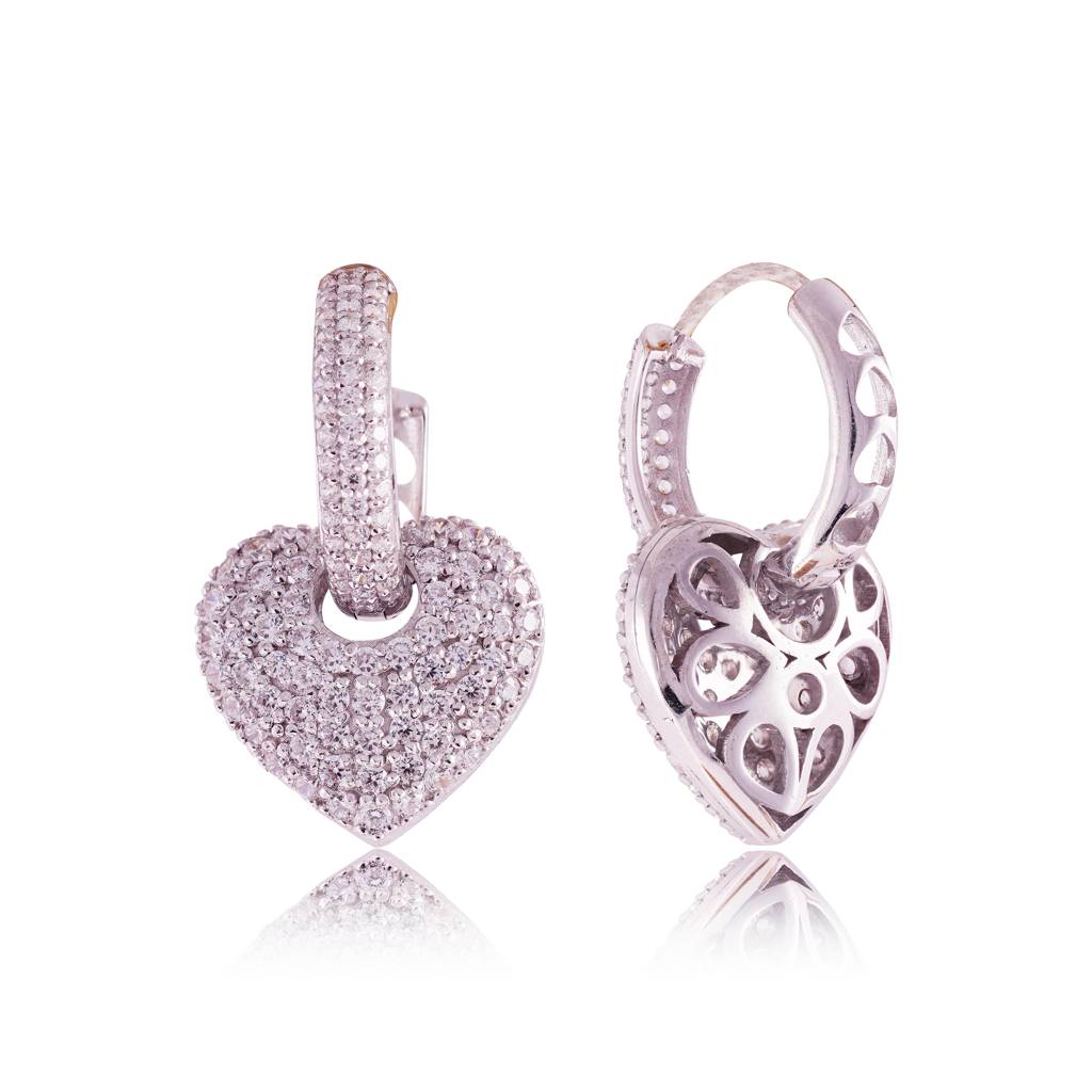 Heart Drop Earrings : ERS-079-W