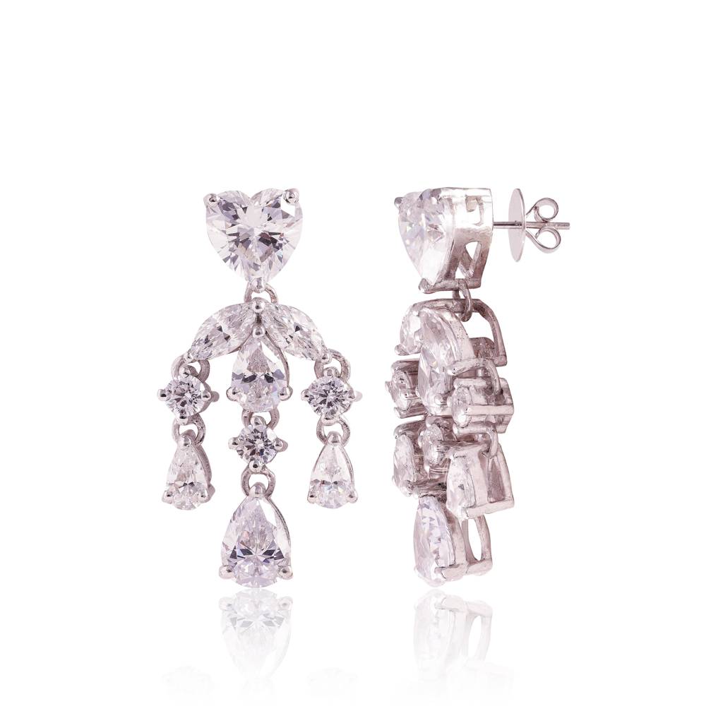 Heart Dangle Earrings : ERS-081-W