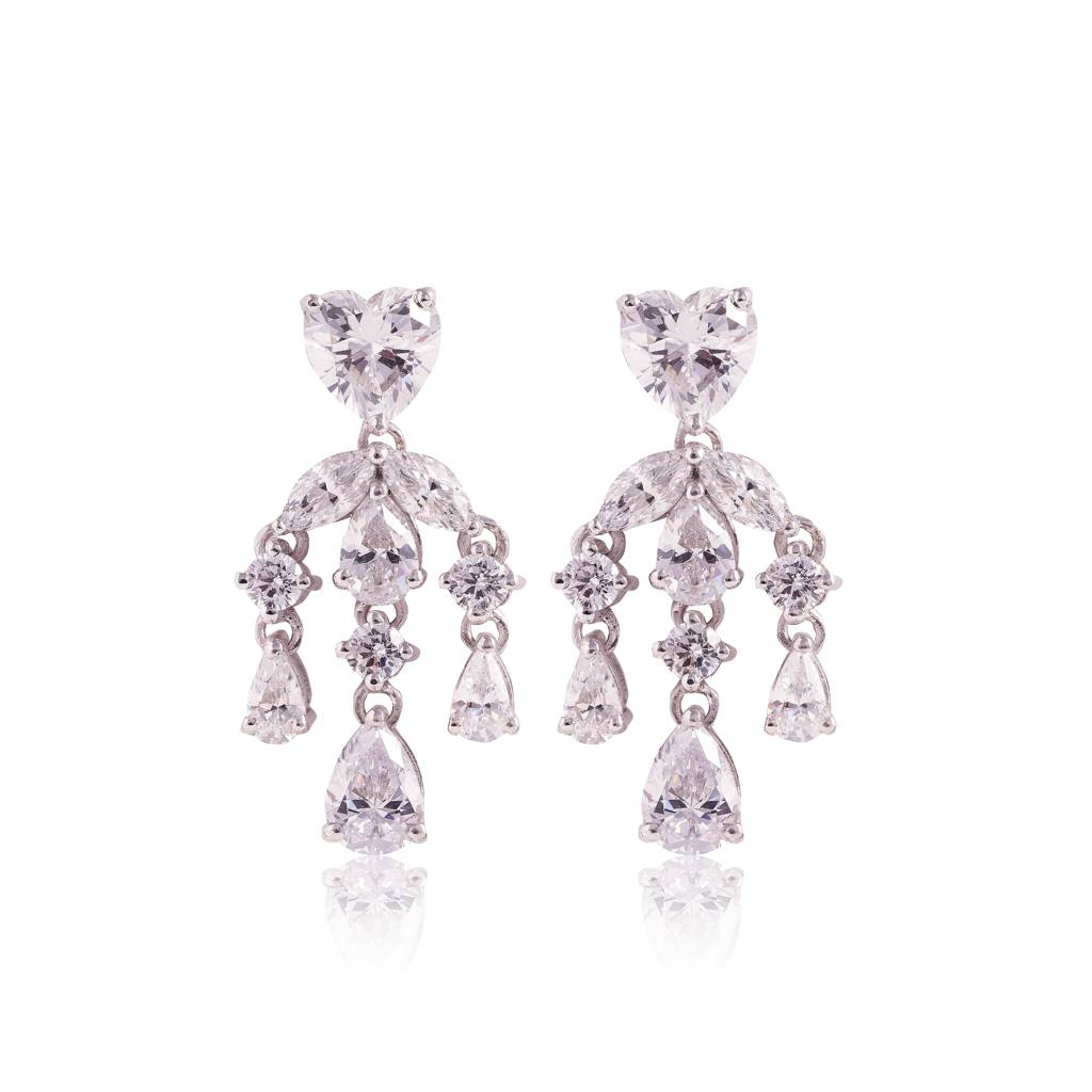 Heart Dangle Earrings : ERS-081-W