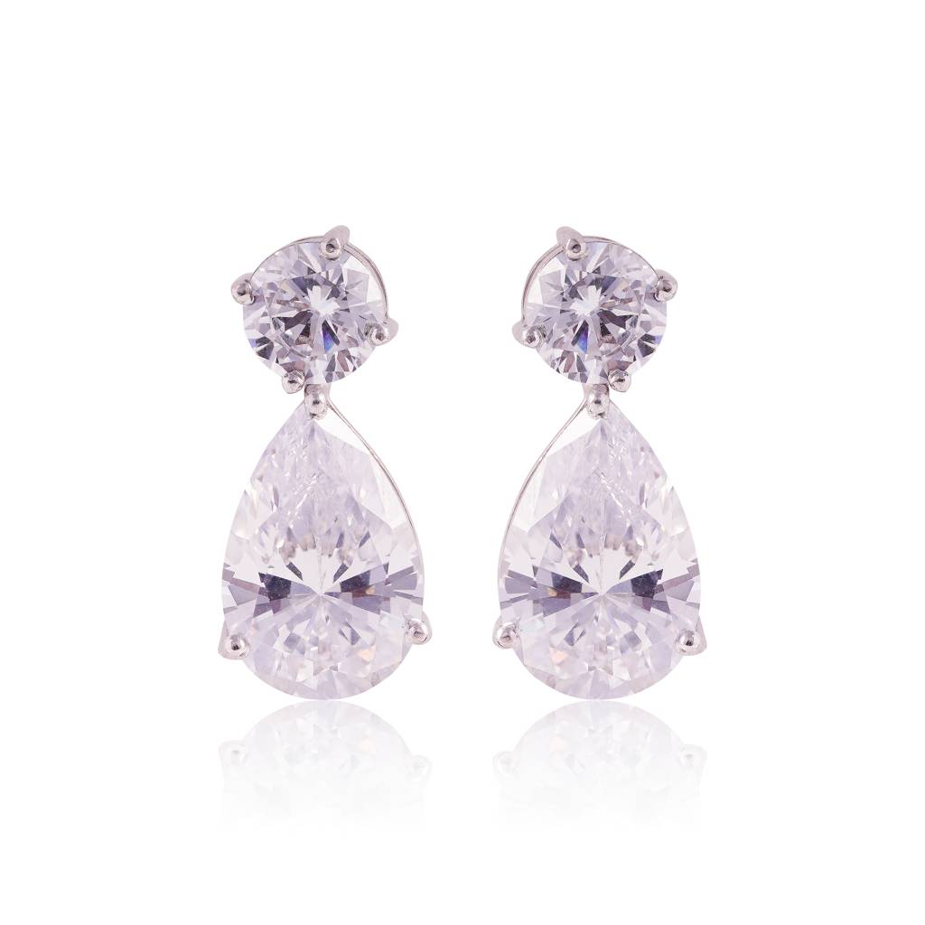 Solitaire Teardrop Earrings : ERS-086-W