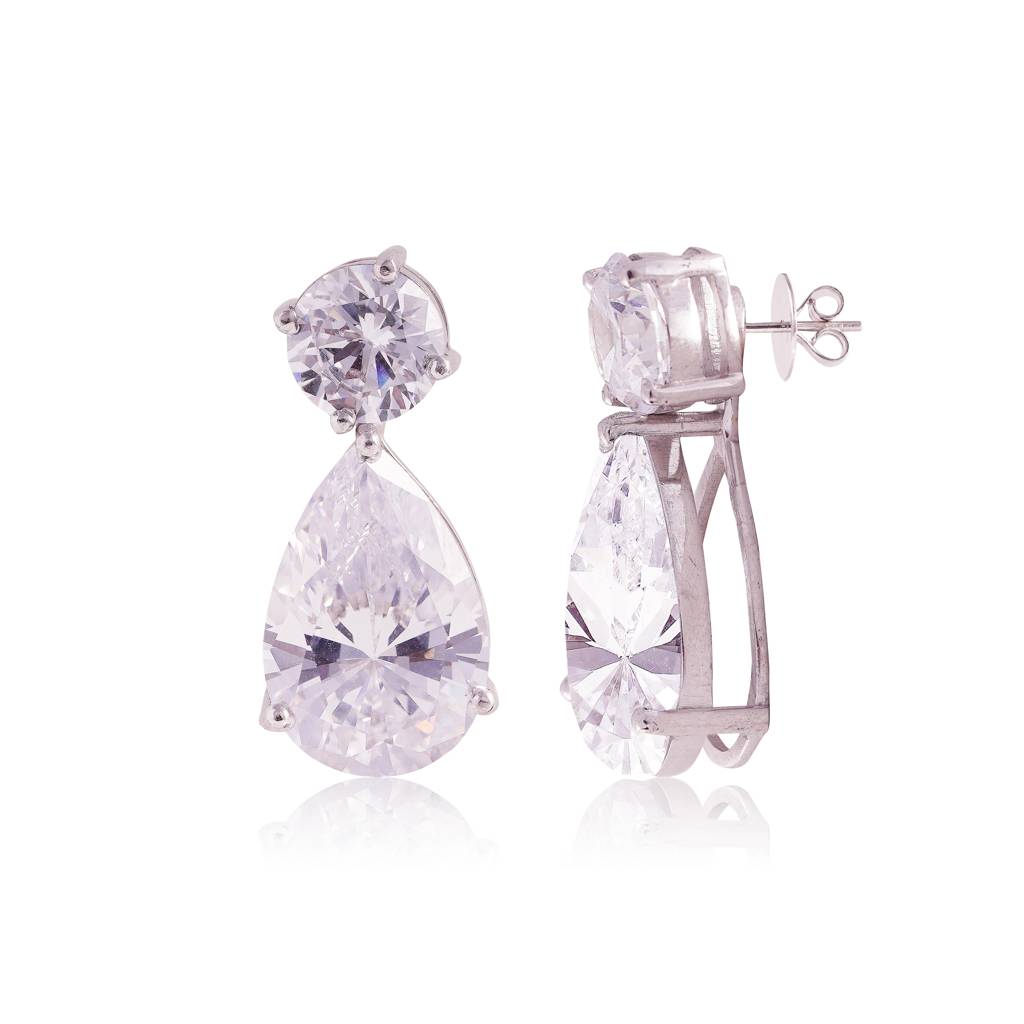 Solitaire Teardrop Earrings : ERS-086-W