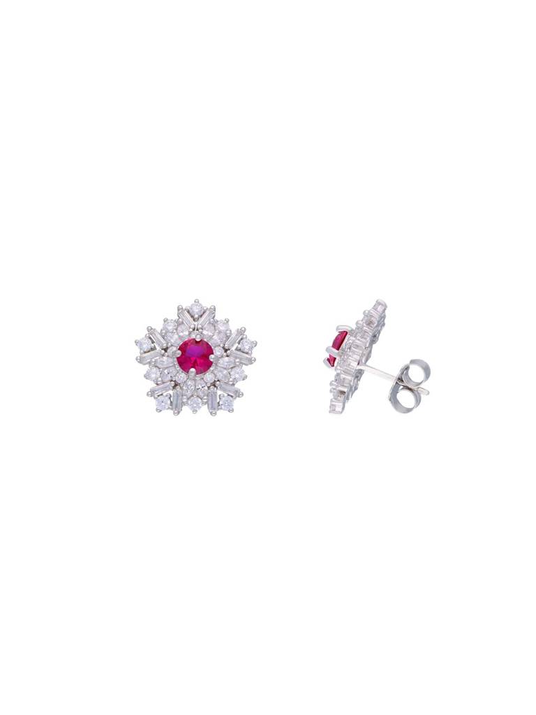 Blooming Statement Sterling Silver Studs Earrings : ERSD184-S-NA