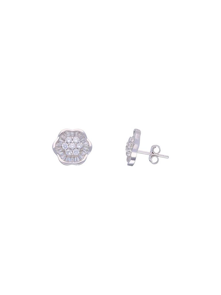 Blossoming Blooms Of Crystals Sterling Silver Stud Earrings : ERSD216-S-NA
