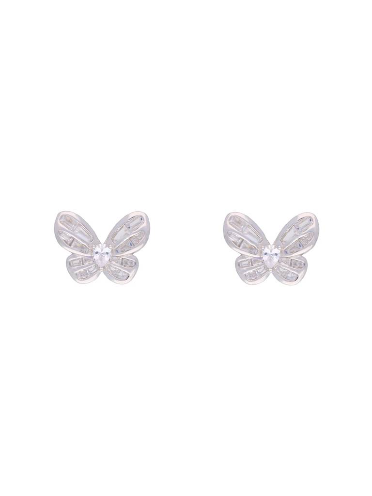 Crystal Butterflies Casual Sterling Silver Studs Earrings : ERSD244-S-NA