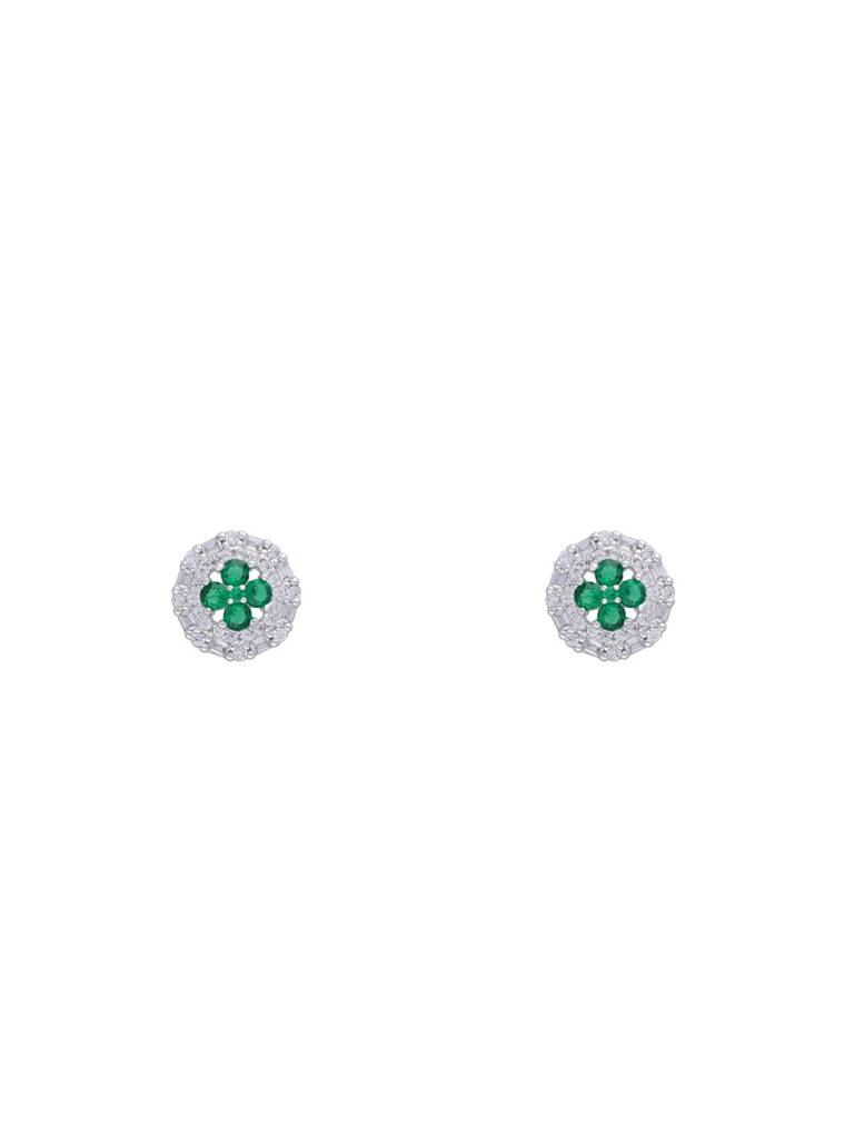 White Zirconia Casual Sterling Silver Studs Earrings : ERSD289-S-NA