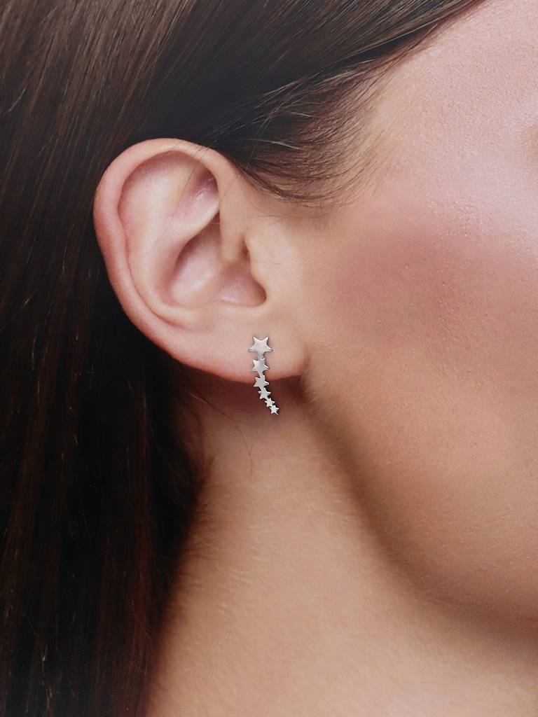 Sterling String Of Stars Sterling Silver Drop Earrings : ERSD301-S-NA