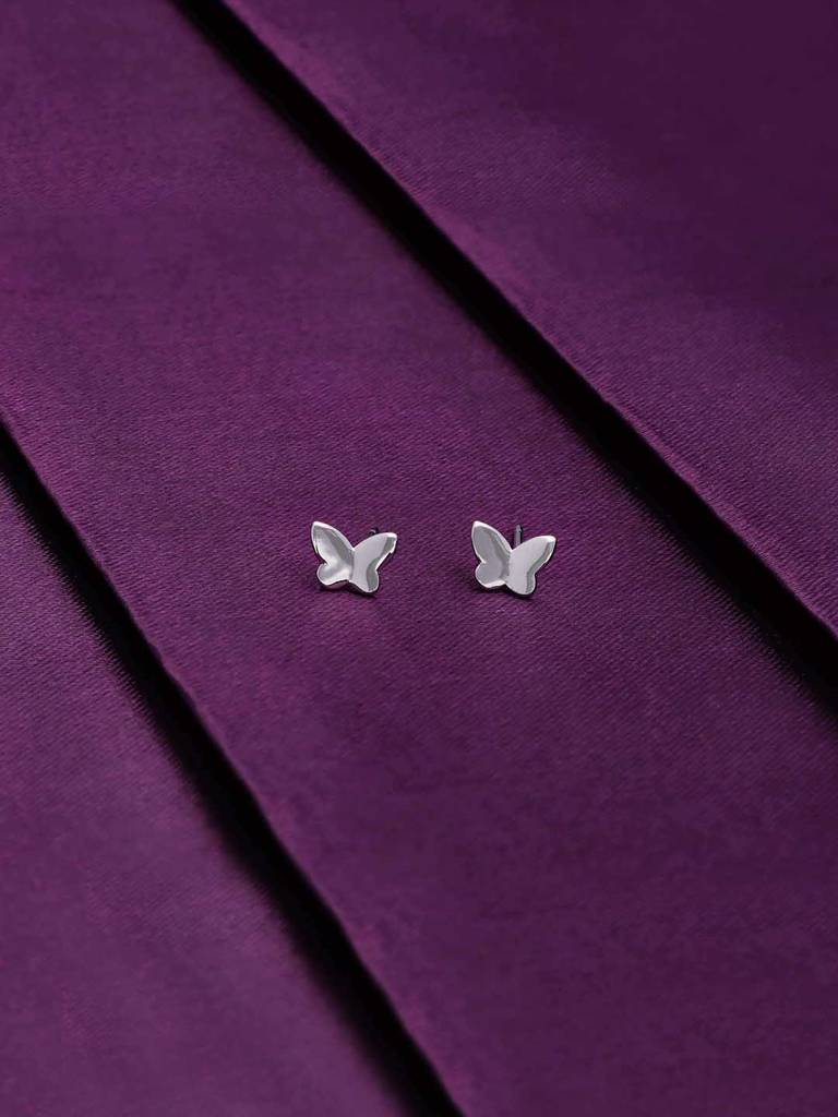 Minimalistic Argent Butterfly Sterling Silver Earrings : ERSD315-S-NA