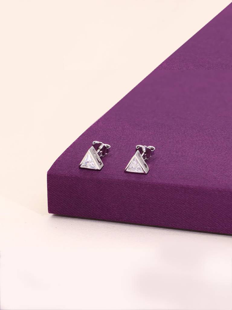 Tantalizing Triangles Small Casual Sterling Silver Studs Earrings : ERSD330-S-NA