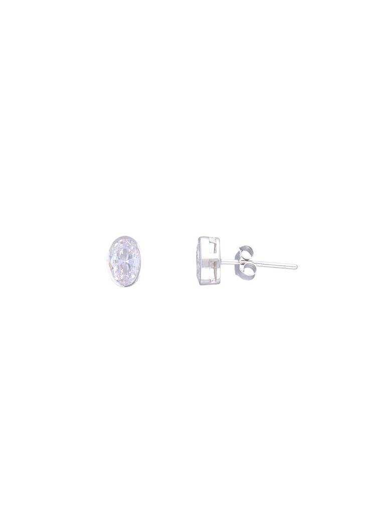 Oval Orbits Casual Sterling Silver Studs Earrings : ERSD334-S-NA