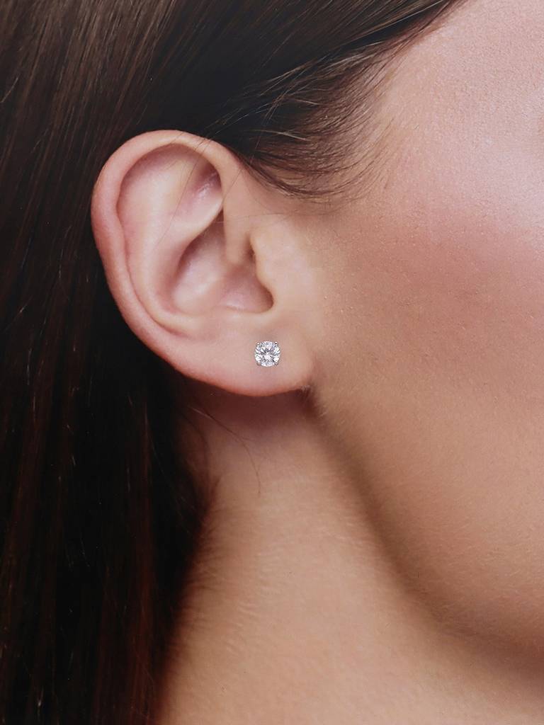 Simple Solitaire Casual Sterling Silver Studs Earrings : ERSD341-S-NA