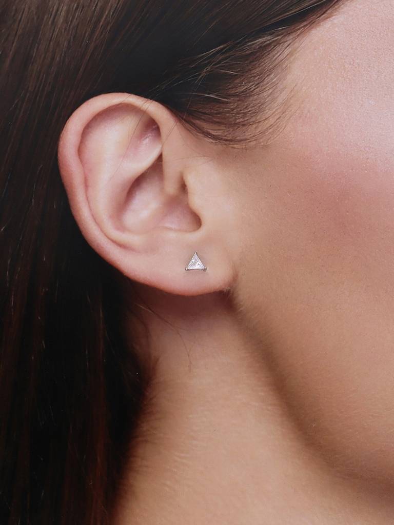 Teeny Triangles Casual Sterling Silver Studs Earrings : ERSD345-S-NA