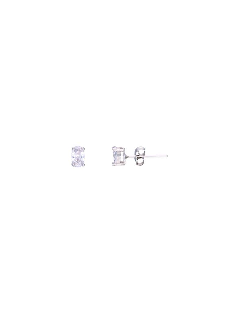 Oval Cut Crystals Casual Sterling Silver Studs Earrings : ERSD347-S-NA