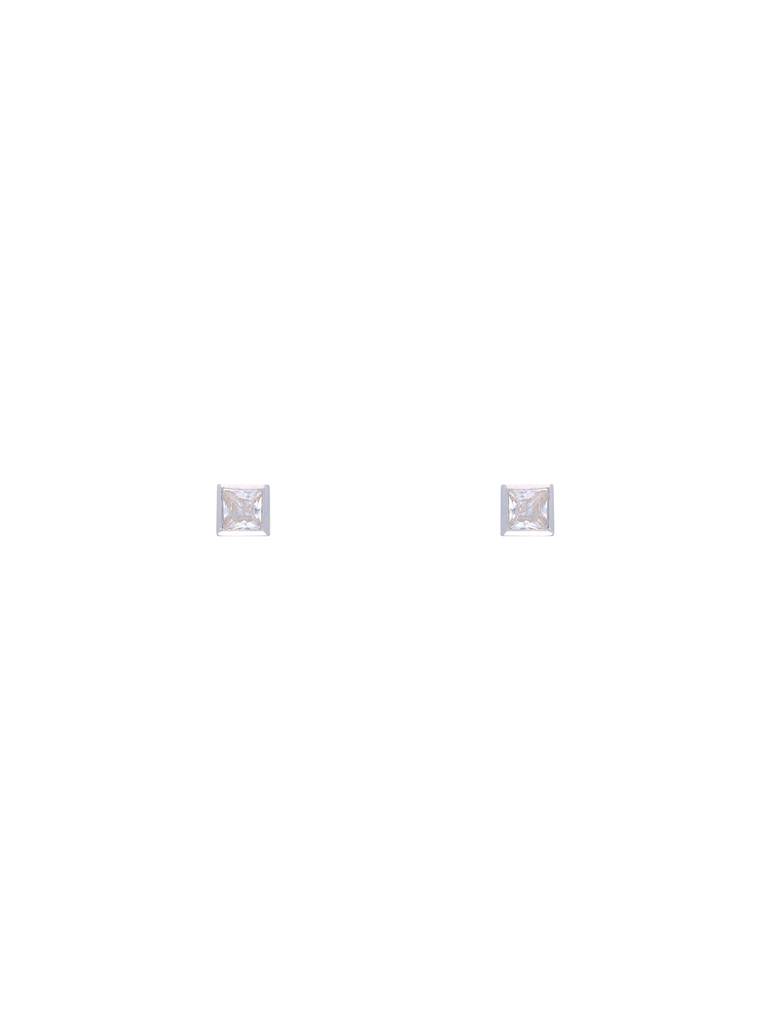 Silver Stud Earrings - Square Crystals Casual : ERSD352-S-NA