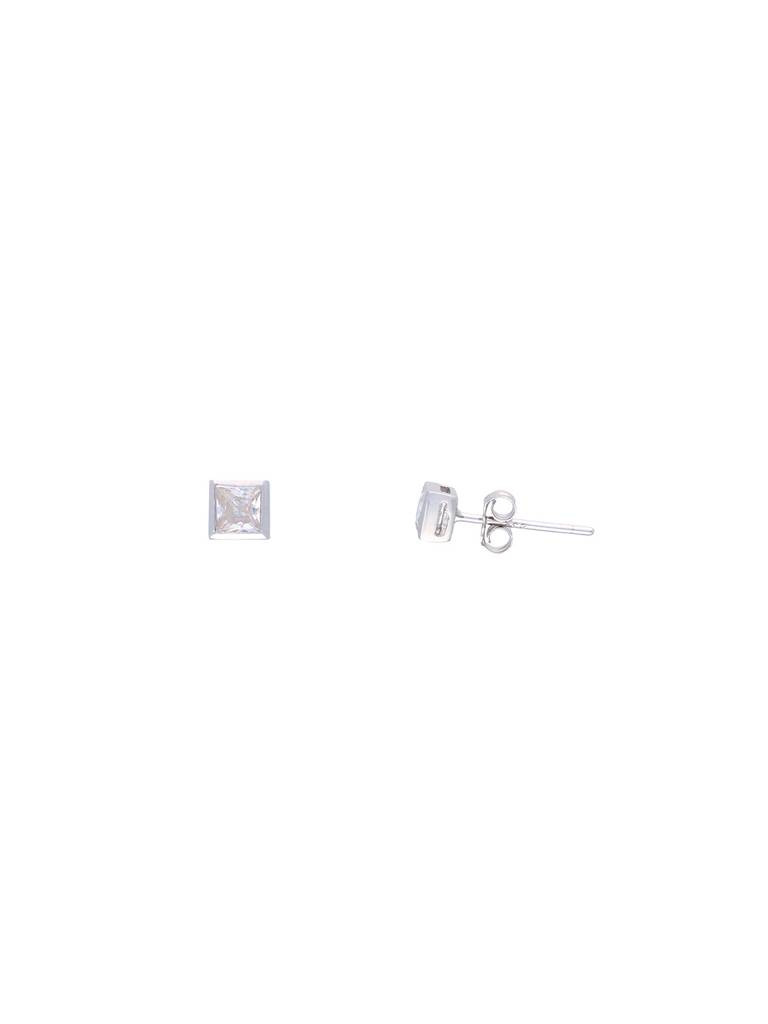 Silver Stud Earrings - Square Crystals Casual : ERSD352-S-NA