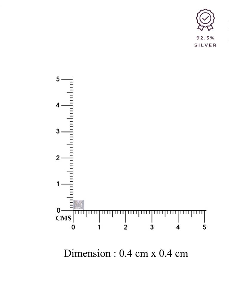 Silver Stud Earrings - Square Crystals Casual : ERSD352-S-NA