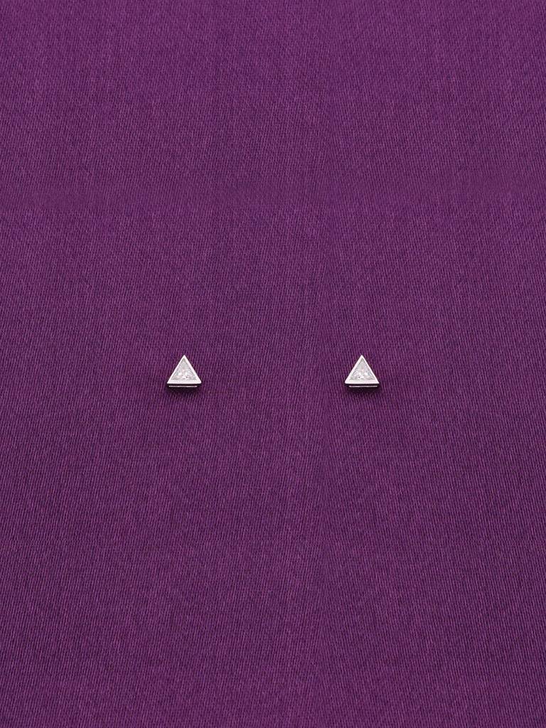 Small Silver Stud Earrings - Tantalizing Triangles Casual : ERSD356-S-NA