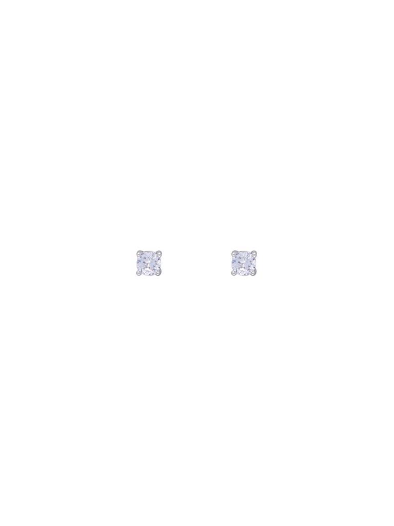 Small Solitaire Zircon Casual Silver Studs Earrings : ERSD379-S-NA