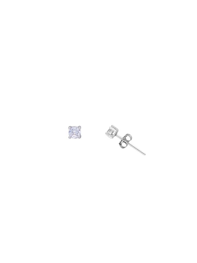 Small Solitaire Zircon Casual Silver Studs Earrings : ERSD379-S-NA