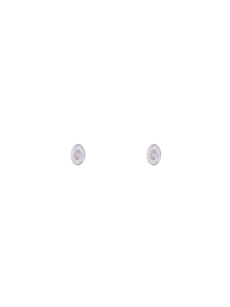 Oval Shaped Crystal Casual Silver Studs Earrings : ERSD381-S-NA