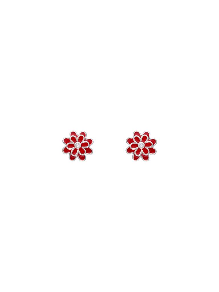 Minimalistic Pink Blooms Silver Earrings : ERSD387-S-NA