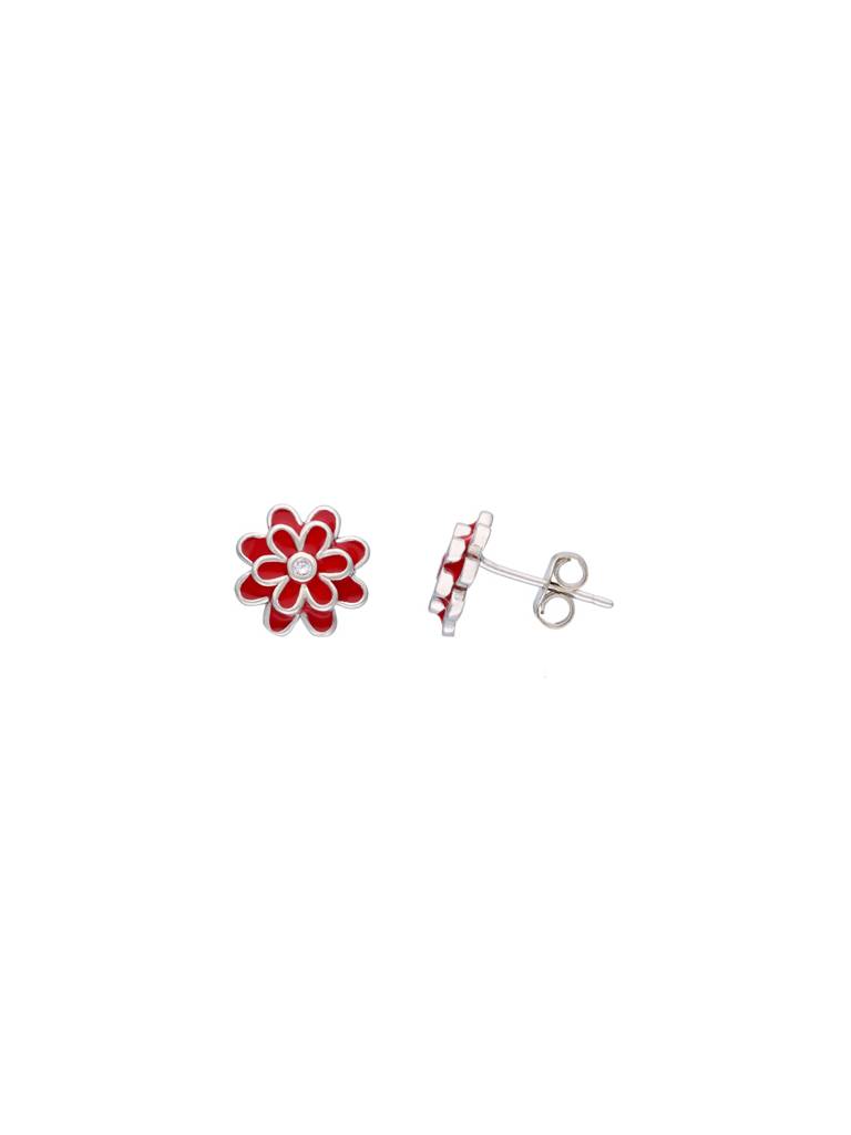 Minimalistic Pink Blooms Silver Earrings : ERSD387-S-NA