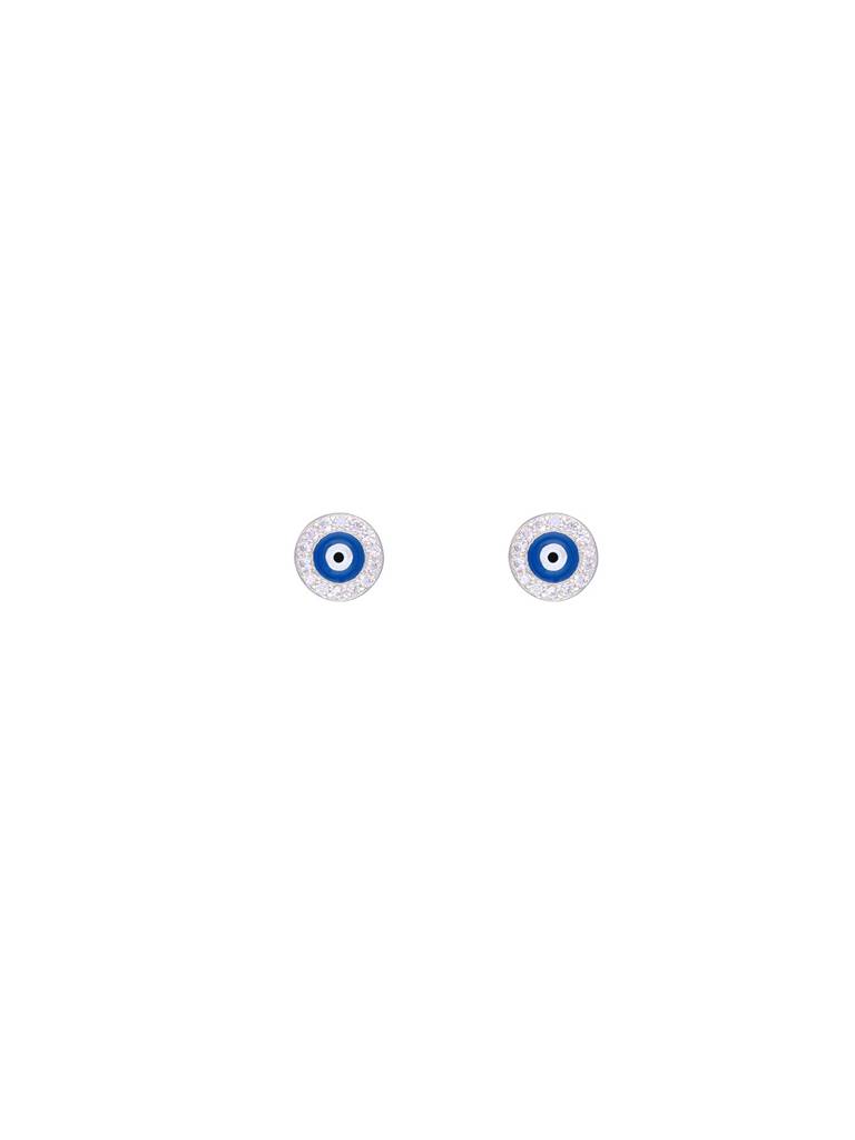 Simple Evil Eye Stud Sterling Silver Earrings : ERSD389-S-NA