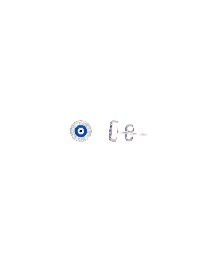 Simple Evil Eye Stud Sterling Silver Earrings : ERSD389-S-NA