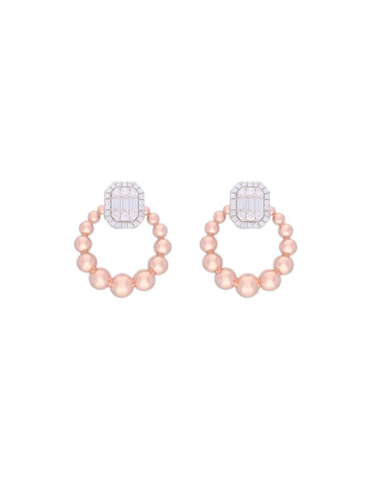 Rings Of Misty Beads Statement Rose Gold Studs Earrings : ERSD396-RG-NA